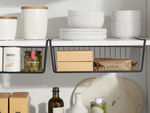 Cesta colgante bajo estante cesta metálica organizador cesta cocina blanco