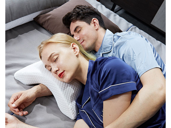 Ortopedický polštář s průramkem na spaní s pamětí bílý oblouk