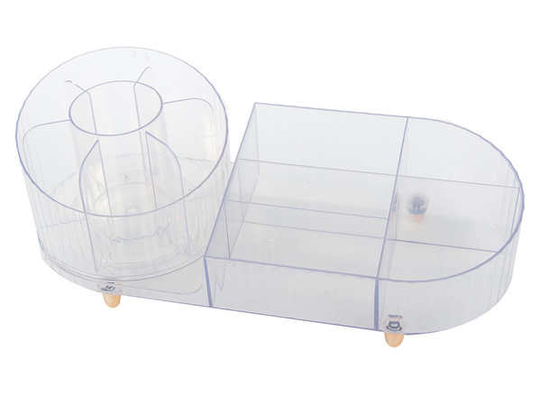 Szkatułka organizer na kosmetyki biżuterię pojemnik na pędzle obrotowy