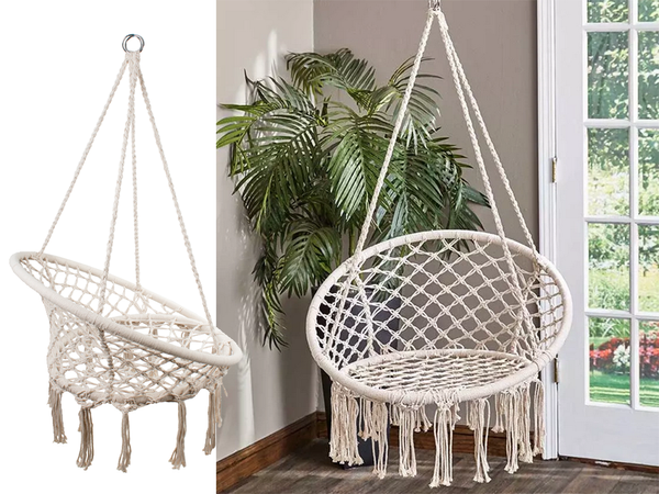 Balançoire de jardin nid de cigogne chaise suspendue boho 80cm