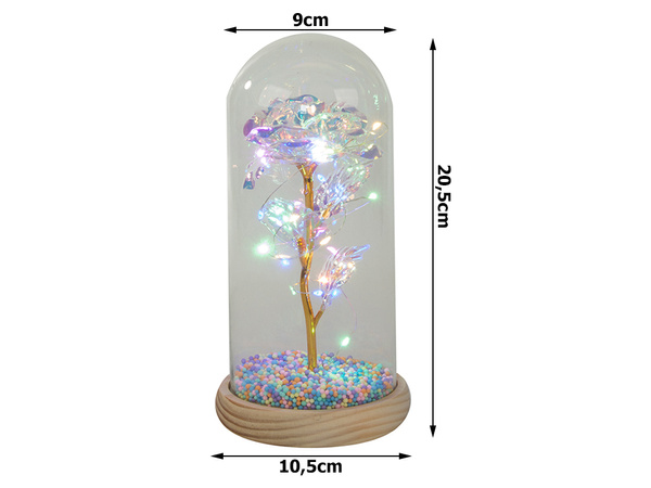 Igavene roos klaasist juhitud helendav klaasist kast naistepäeva kingitus