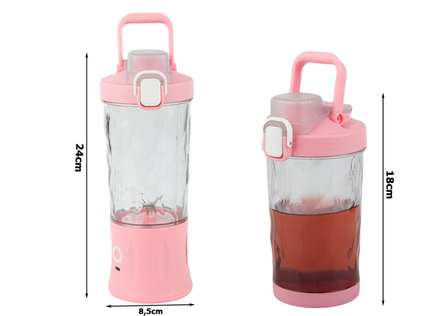 Smuuti blender, kaasaskantav, juhtmeta, jääpurustaja, roosa