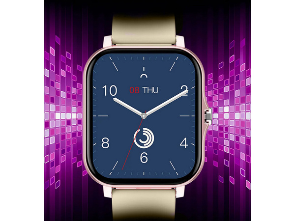 Montre connectée pour femme et homme, bracelet en caoutchouc, sport, Bluetooth, appels, dorée