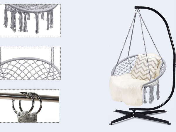 Huśtawka ogrodowa bocianie gniazdo fotel wiszący krzesło boho 80cm