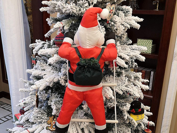 Santa claus na rebríku vianočná dekorácia balkón terasa dekorácia 95 cm komín