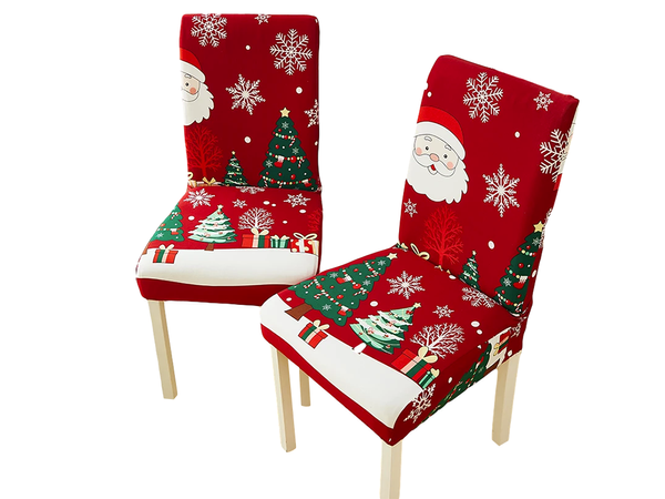 Funda navideña para silla decorativa universal Papá Noel con goma elástica