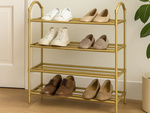 Shoe shelf shoe organiser multi-level cabinet golden shelving unit 4 levels large