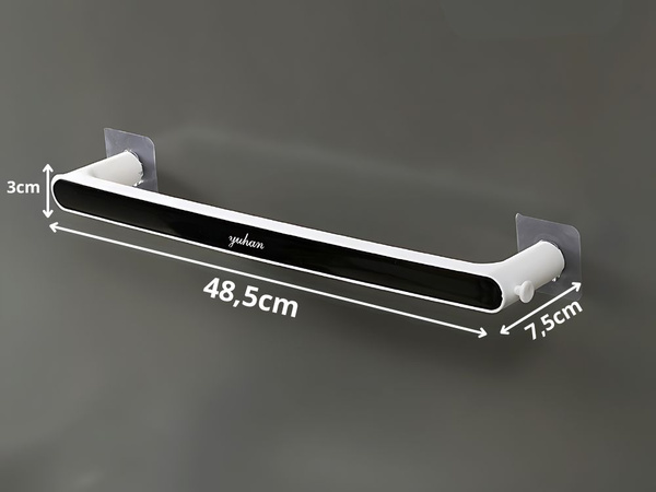 Wall-mounted bathroom towel rail non-invasive adhesive mounting