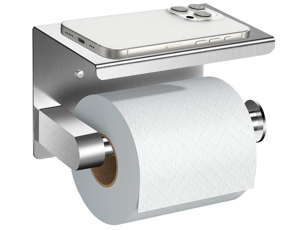 SUPORT HÂRTIE IGIENICĂ CU RAFT TELEFONIC PENTRU BAIE WC OȚEL