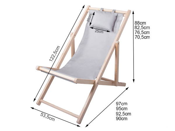 Wooden deckchair beach chairs folding garden cushion beach chair