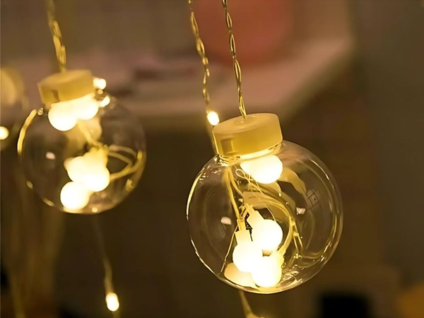 Gaismas aizkaru aizkars svētku virtene bauble apdare 138 rezultātā siltā krāsā ip44