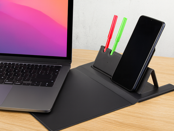 Mouse pad wireless inductive charger for mobile phones organiser