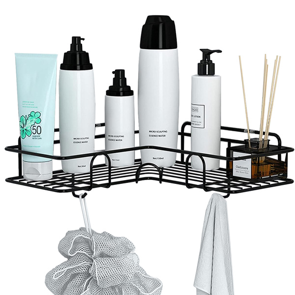 Loft étagère d'angle pour douche crochet suspendu noir