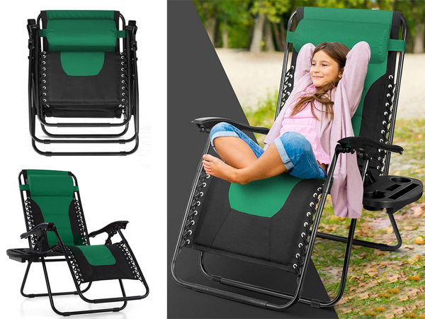 Garden beach lounger folding cushion gravity reinforced soft
