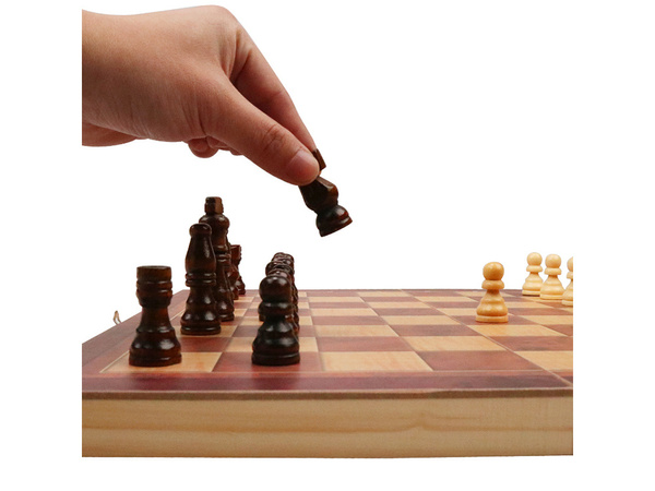 Jeu d'echecs jeu de dames triktrak grand bois 3in1