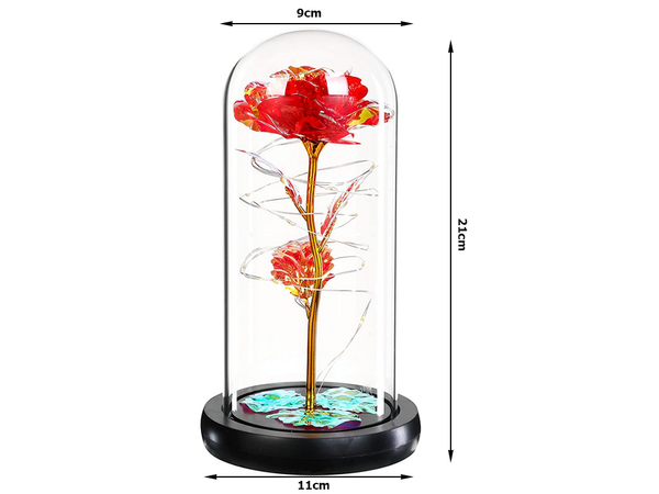 Rose éternelle en verre cadeau led rgb lumineuse verre rouge pour l'occasion