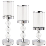 Kerzenhalter glamour metall kristallglas set chrom 3 stück