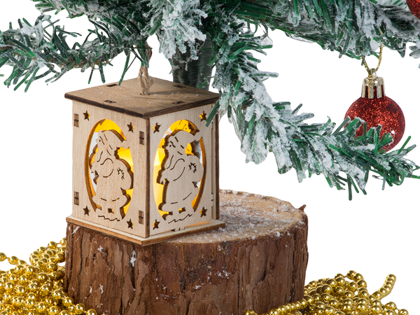 Medinė kabanti kalėdinė eglutė žibinto apšvietimas kalėdinė dekoracija mickey