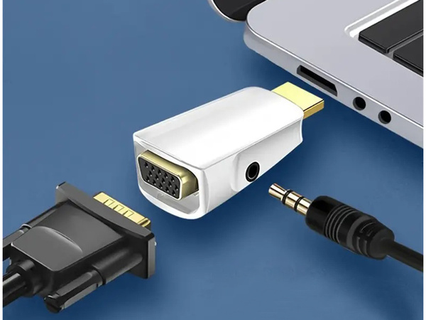 Adaptador convertidor de hdmi a vga d-sub audio mini jack