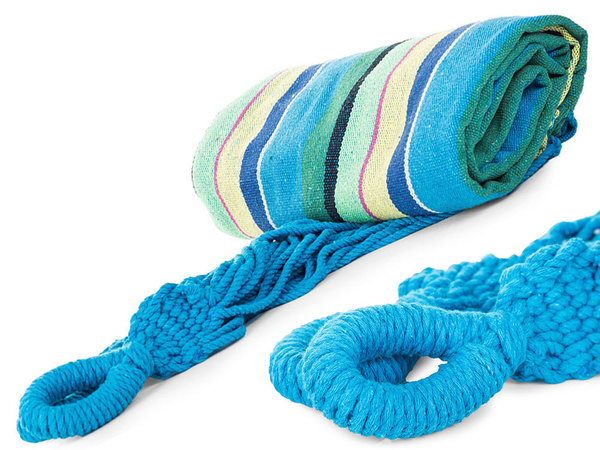 Colour striped garden hammak with single person 200x80 pocket etui