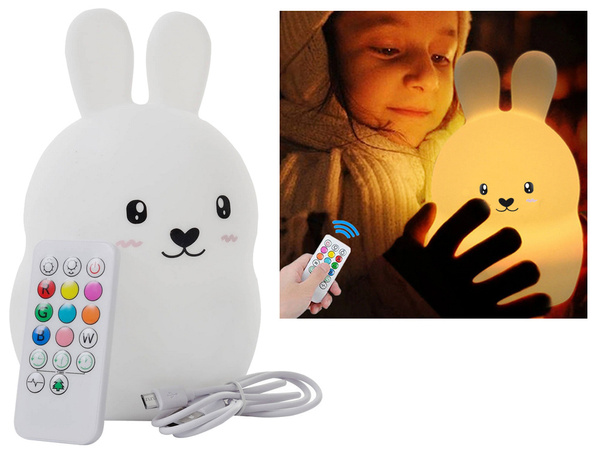 Gyermek éjszakai fény led nyúl érintés rgb távirányítóval