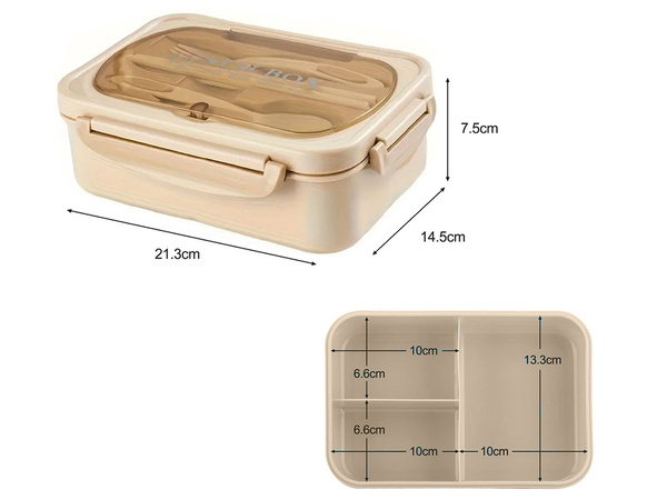 Boîte à lunch, boîte à petit-déjeuner, boîte à déjeuner avec compartiments, couverts