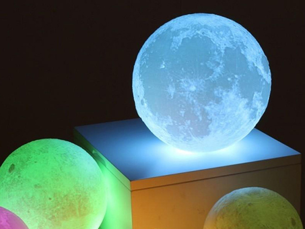 3d rgb moon night light with remote control