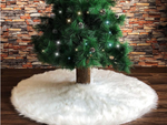Tapis de sapin de noël blanc en fourrure 90 cm rond