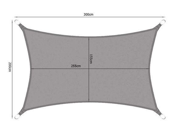 Waterproof garden sun sail 3x2m grey rectangle awning