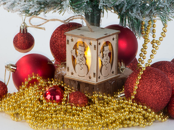 Arbre de noël suspendu en bois lanterne lumineuse décoration de noël bonhomme de neige