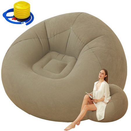 Scaun gonflabil pouf velur scaun lumina moale relaxare confortabilă