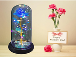 Ewige rose im glas geschenk führte leuchtend blaues glas für frauentag