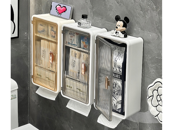 Wandhalterung für das badezimmer, 3 ebenen, türen, öffnung für taschentücher