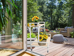 Holzblumenbeet für topfblumen zweistöckiges regal auf rädern terrasse