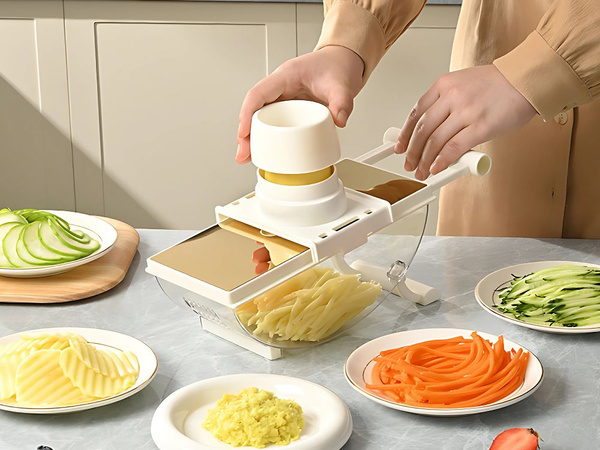 Răzătoare manuală pentru legume, feliator multifuncțional cu 6 lame