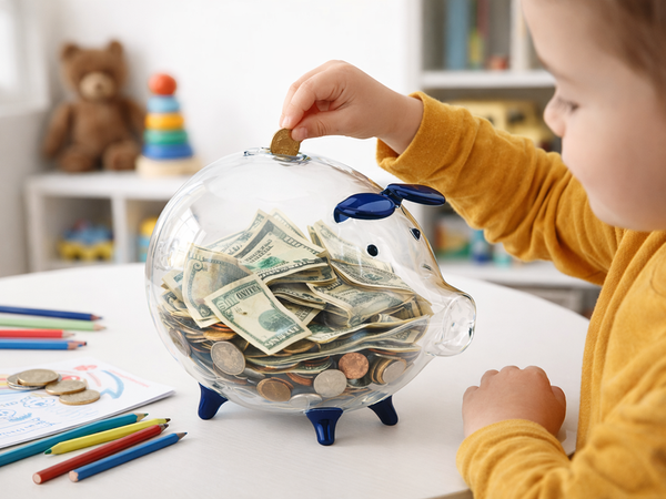 LARGE BLUE PIGGY BANK (36)