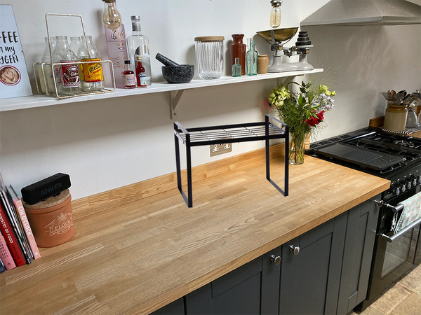 Estante metálico de un nivel para encimera de cocina organizador de cocina soporte de altillo