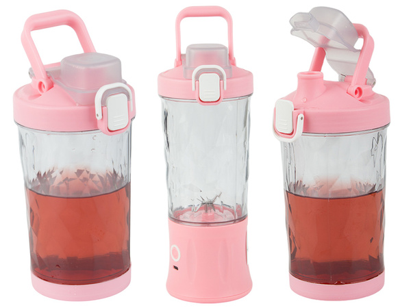 Smuuti blender, kaasaskantav, juhtmeta, jääpurustaja, roosa