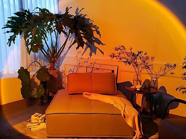 Proiector lampă apus de soare est imitație de metal a condus rgb usb + telecomandă