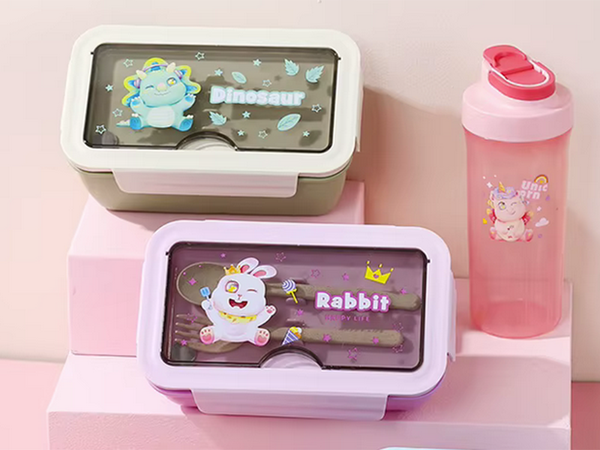 Lunchbox hommikusöögi konteiner kooli jaoks vaheseinad söögiriistad