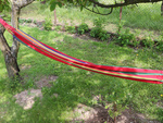 Colour striped garden hammak with single person 200x80 pocket etui