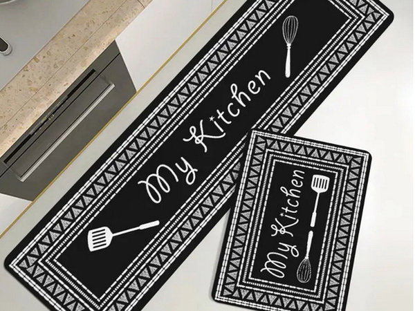 Kitchen decorative rug kit 2 pcs. Kitchen patterns rug