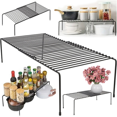 Étagère en métal largeur réglable extensible pour organisateur de cuisine noir
