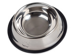 Cuenco metalico para perro gato plata sobre caucho 0.15l