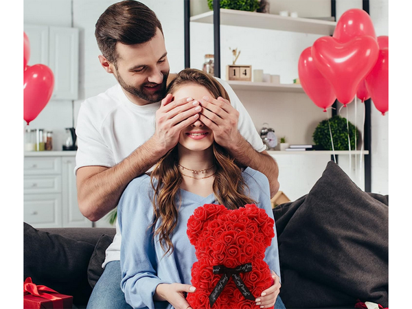 Rose petal teddybär geschenk grosse box rose xl