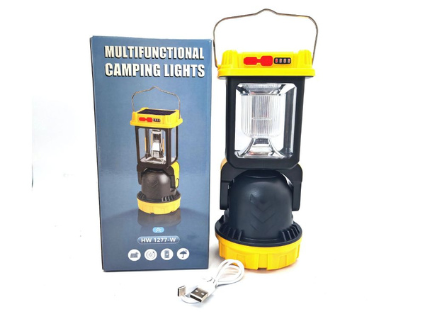 Solar led camping lamp with hanging bracket for camping 5 modes