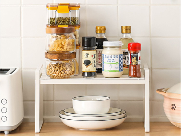 Single tier metal shelf for kitchen worktop kitchen organiser loft stand