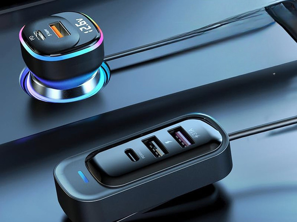 Avtomobilski oddajnik bluetooth fm 3x adapter usb tipa c polnilec