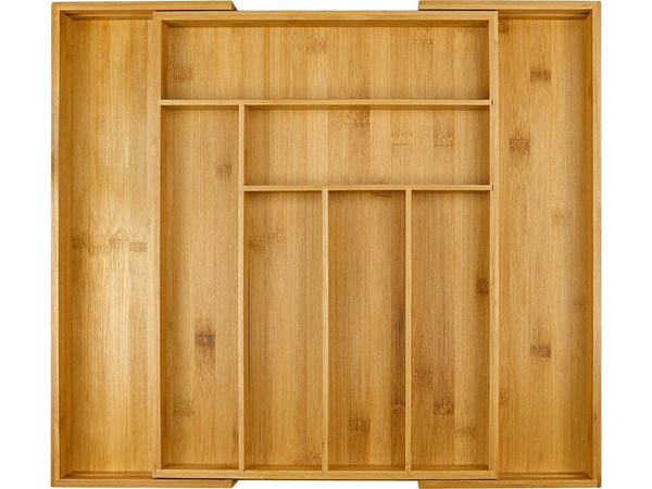 Drawer insert kitchen cutlery organiser bamboo 8 compartments xl