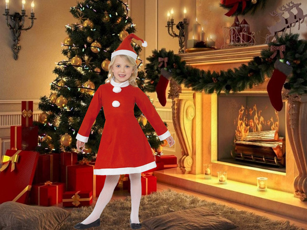 Santa claus costume for a girl hat